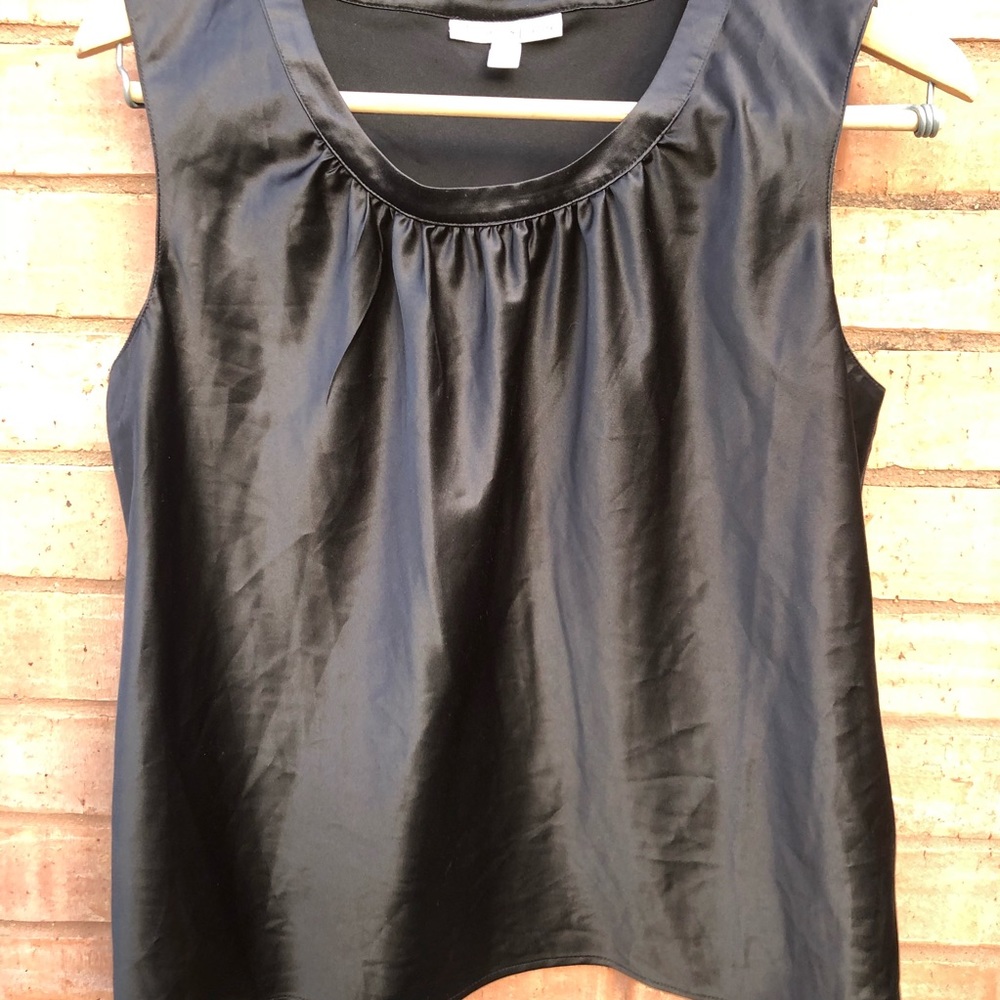 JM Collection Sleeveless Black Satin Top 14 Petite